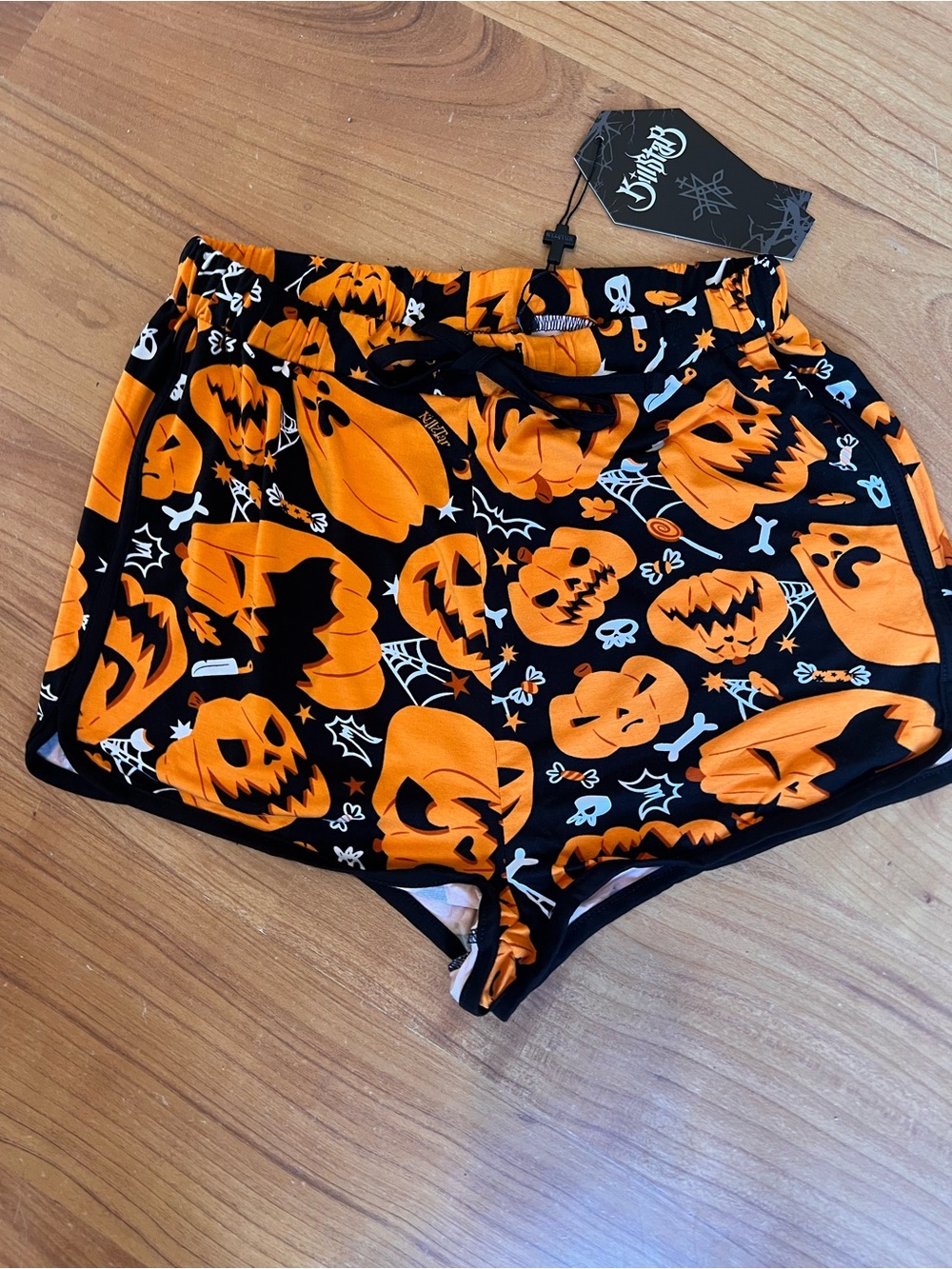 Killstar Black & Orange Halloween Pumpkin XS Shorts nwt